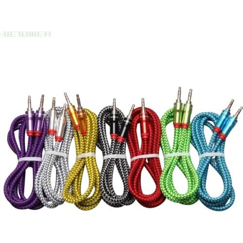 300pcs/lot Male To Male 3.5mm Audio Aux Cable Nylon Braided Car Aux Cable for IPhone Headphone Beats Speaker Aux Cord MP3/4