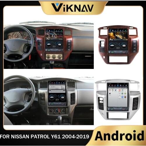 Android Car radio for NISSAN PATROL Y61 2004-2019 car silvery white and Mahogany stereo multimedia player GPS navigation