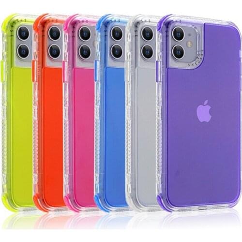 For iPhone 13 Case Transparent Soft Back Cover Shockproof Bumper Candy Color Phone Case for iPhone 12 Pro Max Mini 13Mini Case