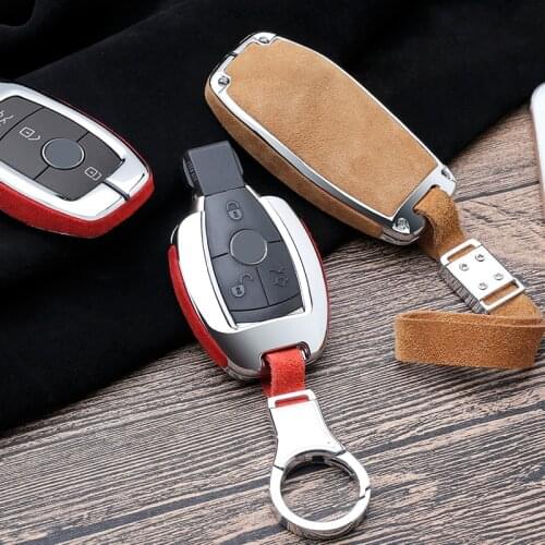2020 New Suede Leather Car Key Case Cover FOB Shell For Mercedes Benz E Class E200 E300 W202 W210 W211 W204 W212 2018 Accessorie