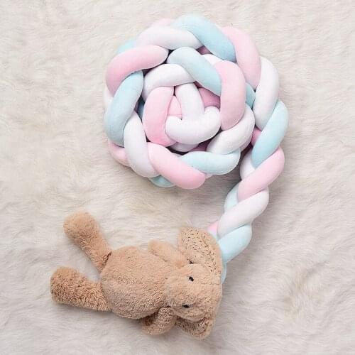 3M Length Baby Bed Bumper Knot Cot Bedding for Newborn Baby Cot Bumper Knot Braid Crib Protector Room Decor