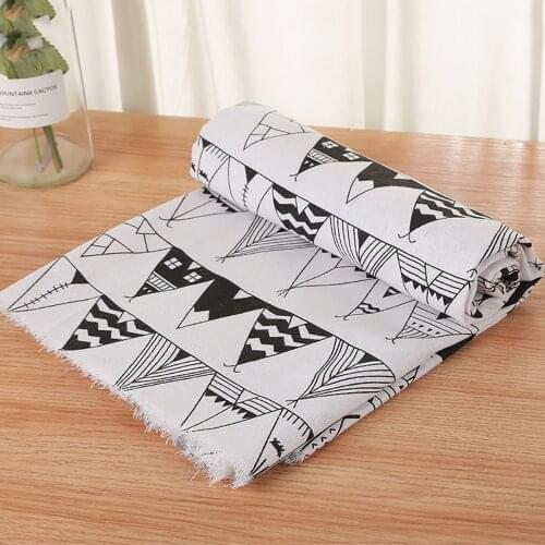 DIY 50cmx150cm White Plaid Printed Cotton Linen Patchwork Fabric Sewing Material DIY Handmade Quilting Patchwork Cloth