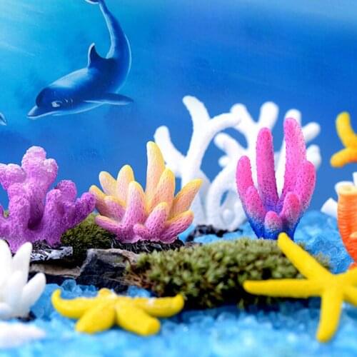 Resin Coral Decoration Colorful Fish Aquarium Decoration Artificial Coral for fish Tank Resin Reef Rock Lanscaping Ornaments