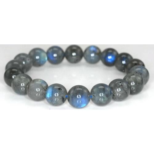 12MM BEAUTY LABRADORITE GEMSTONE GRADE AA ROUND Bracelet 7.5 "
