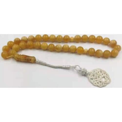 Tasbih Natural ambers with 1000 sterling silver Turkish Tassel Rosary bead islamic Accessories Misbaha arabic fashion product
