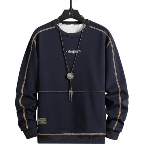 2021 New Spring Sweatshirt Men Pullover Embroidery Loose Full Plus Size Crewneck Sweatshirt Streetwear Lounge Wear Clothes Men