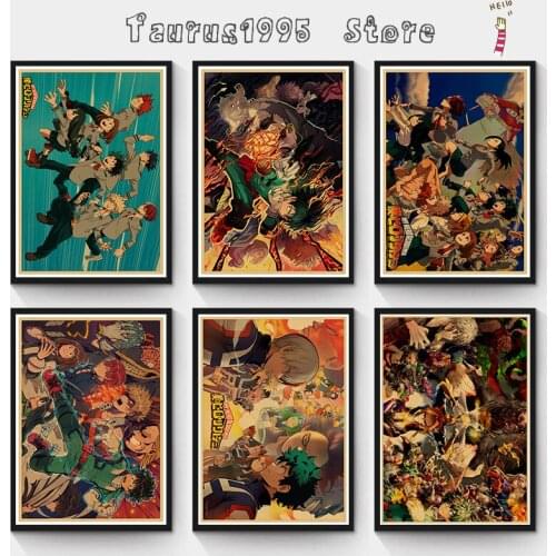 New My Hero Academia Janpnese Anime retro posters kraft wall paper High Quality Painting For Home Decor wall stickers