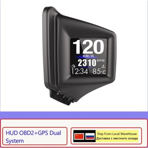 New Multi-function HUD Gadget OBD2+GPS On-board Computer A-pillar Trim Install RPM Turbo Oil Pressure Water Temp GPS Speedometer