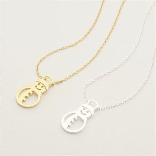 New trendy cute Tiny Snowman Winter Access pendant Choker Necklace women child fashion pretty charm christmas gift jewelry
