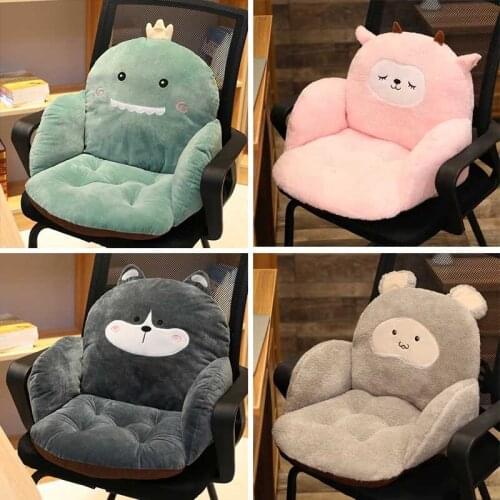 Cartoon animal plush office chair cushion non-slip waist support chair cushion soft and comfortable chair pillow seat cushion