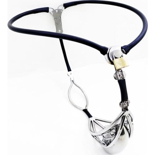 Stainless Steel Hollow Male Chastity Belt Adjustable Pants Penis Cage Chastity Lock Device Sex Toys For Men Prevent Masturbatio