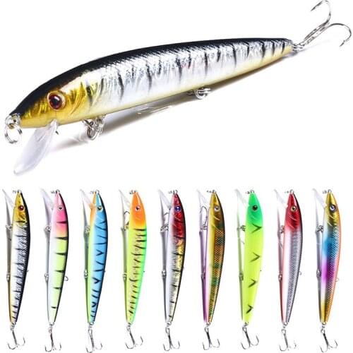 HENGJIA Minnow Fishing Lure 12CM 13.8G 3D Eyes Crankbait wobbler Artificial Plastic Hard Bait Fishing Tackle