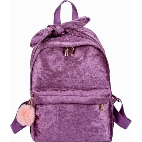Luxury Designer Fur Ball Backpack Soft Velvet Backpack Mochila Women Small Travel Backpack Girls School Bookbag Rucksack Female