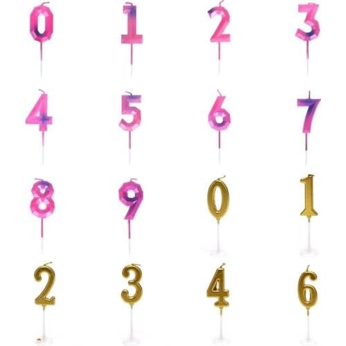 Happy Birthday Number Cake Candles Colorful 0 1 2 3 4 5 6 7 8 9 Cake Topper Kids Girls Boys Bar Baby Party Supplies Decoration