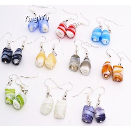 Yingwu Wholesale Hot Handmade Womens Elegant Dangle Murano Glass Earrings Spiral Lampwork Earring Jewelry 50pairs