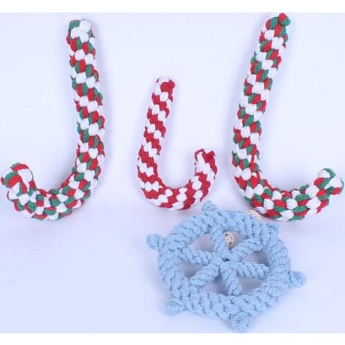 Dog Braided Cane Rudder Chew Toy Pet Supplies Cotton Rope Training Interactive Play Bite Toys Christmas Crutch LX9189