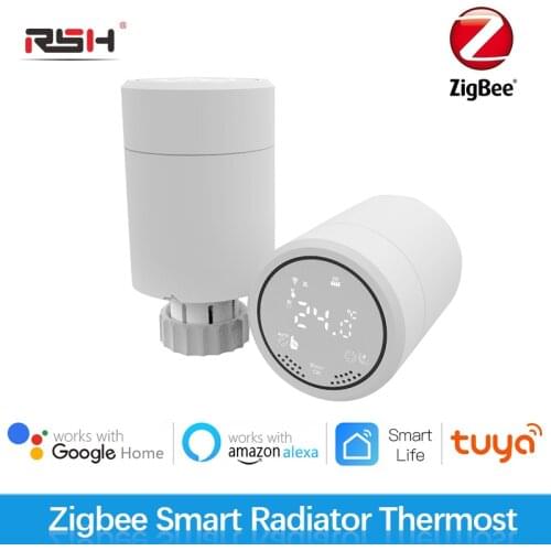 RSH Tuya ZigBee Smart Radiator Actuator Programmable Thermostatic Valve Temperature Controller Voice Control via Google
