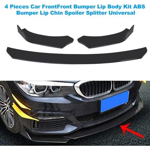 Universal 4 Pieces Car Front Bumper Lip Body Kit ABS Bumper Lip Chin Spoiler Splitter