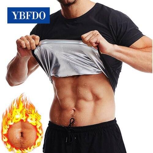 YBFDO Waist Trainer Slimming Silver ion coating for Men Short sleeve Tops with Zipper Fitness Sweat Sauna Suits Body Shapers