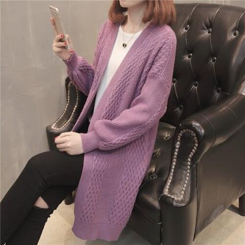 Cardigan Women Autumn Winter Long Sweater Casual Twist Crochet Poncho Plus Size Lantern Sleeve Sweater Coat Vestidos Cardigans