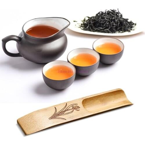 100pcs Exquisite Wooden Tea Spoon Fishtail Shaped Tea Scoops Teaspoon Teaware Accessories Tea Shovel for Home Teahouse Cooking