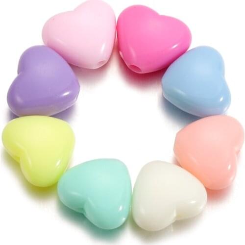 100pcs/lot Heart Shape Spacer Beads Acrylic Charm Beads For DIY Making Bracelets Necklace Loose Beads Jewelry Accessories