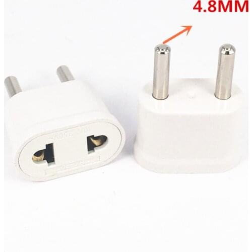 2pcs US USA to EU EURO Europe Travel Power Plug Adapter Charger Converter for USA converter White