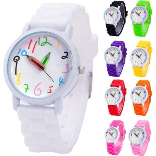 2019 Fashion Children Kids Arabic Numerals Pencil Analog Display Quartz Wrist Watch Kids Children relogio Feminino Trendy watch