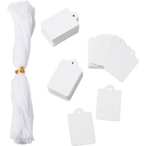 500pcs/bag 45x28mm Blank Paper Price Tags Label Card with 18cm Cotton Cord String for Jewelry Accessories Display Tag Gift