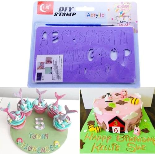 Acrylic Halloween Christmas Letter Number Embossed Mold Cake Cookie Cutter Stamp Fondant Cake Decorating Tools