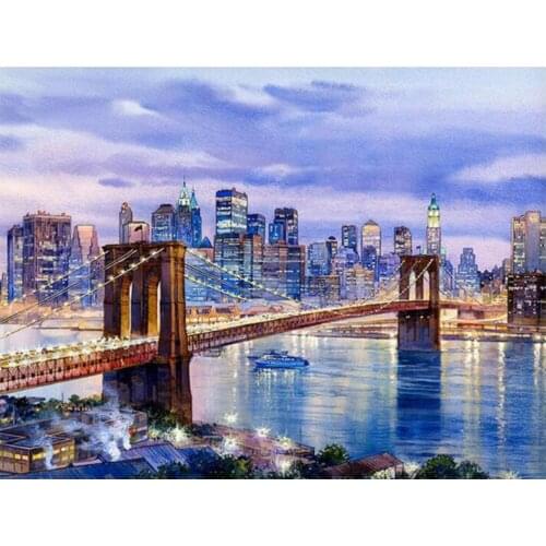 5D Diy Diamond Painting New York Brooklyn Bridge Diamond Mosaic Full Square City Night landscape Diamond Embroidery Sale