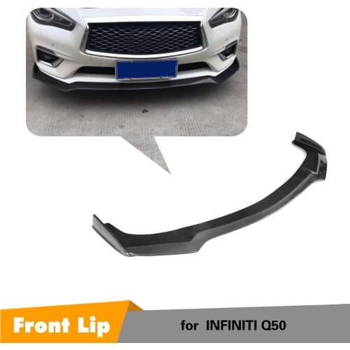 Car Styling Carbon Fiber Front Bumper Lip Spoiler with Splitters for Infiniti Q50 2018 Sedan 4 Door