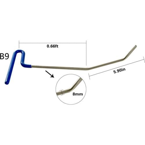 PDR Dent Repair Rods Hooks Car Crowbar 1 Pcs Blue Color Auto Body Dent Repair Removal Hand Tools 38cm Length 8mm Diameter