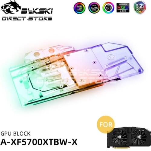 Bykski A-RGB GPU Water Block Full Coverage For XFX Radeon RX 5700XT VGA Block Liquid Copper PC Cooling Heatsink A-XF5700XTBW-X
