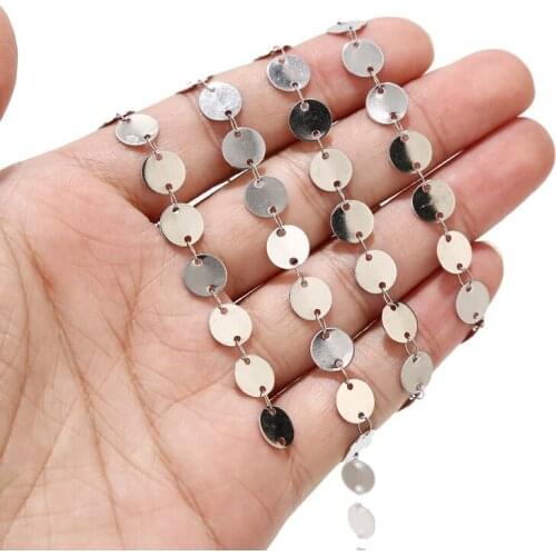 1M/2M/5M 8mm width Round Disc Soldered Handmade Chains Stainless Steel Link Chain Findings For DIY Jewelry Necklace Bracelet