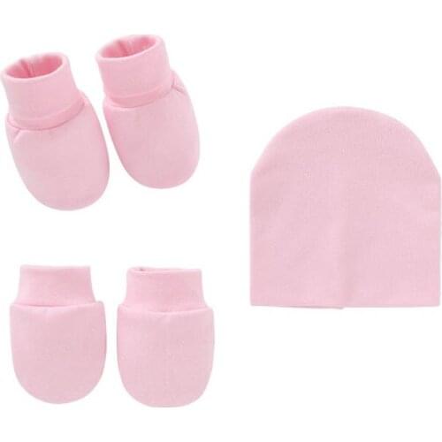 Unisex New Born Baby Hats+Gloves Cotton Baby Anti-Scratch Mittens Socks Newborn Fitted Baby Boys Girls Sets Cute Nightcap Sleep