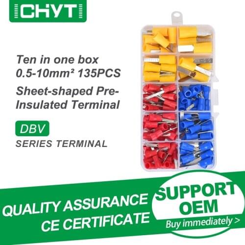 Mixed DBV Sheet Pre-insulated Wiring Terminal 0.5-10 Square Air Switch Plug-in Cold Pressed End Copper Nose Box