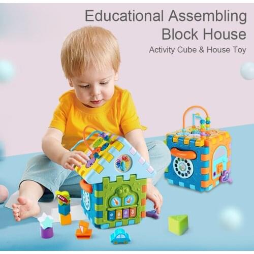 Colourful Geometric CubeMusic Box Toy Baby Math Blocks Toys For Children Educational Development Box Unisex Toys Gift