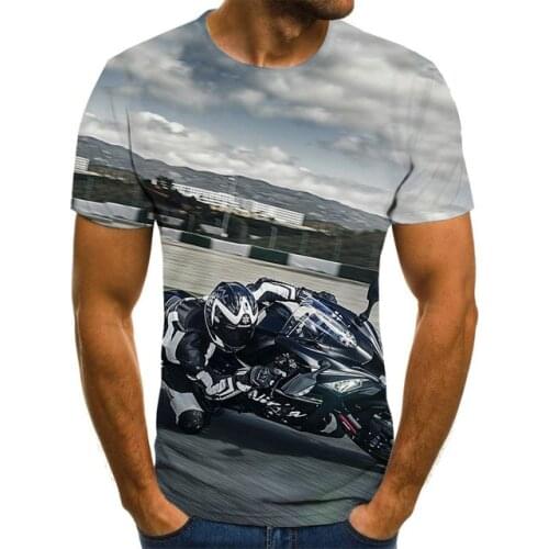 Cool racing graphics T-shirt motorcycle 3D printed mens T-shirt summer fashion tops punk T-shirt mens plus size streetwear