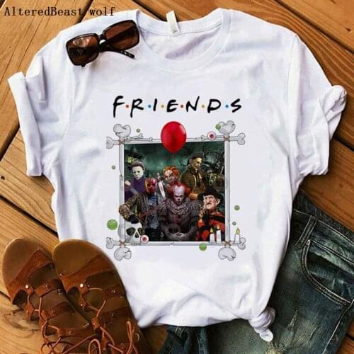 Summer women clothes FRIENDS horror halloween friends t shirt women vogue print harajuku friends tv streetwear female t shirt