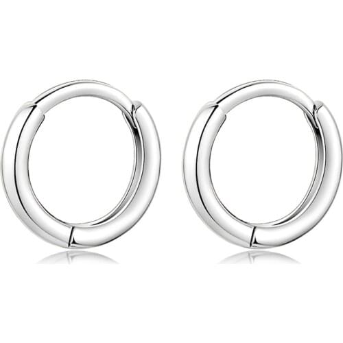 Best 18K White Gold Earrings Women AU750 Gold White Round Circle Hoop Earrings 1g