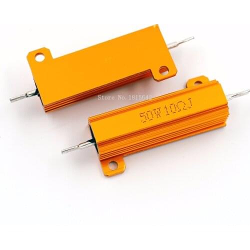 RX24 50W 10R 10RJ Metal Aluminum Case High Power Resistor Golden Metal Shell Case Heatsink Resistance Resistor 10 ohm 50w