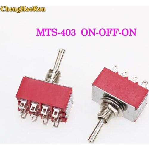 ChengHaoRan 1pcs MTS-403 On-Off-On Mini Miniature Toggle Switch 3 Position 4PDT Rocker Switch 12 pin 2A250V/5A125VAC