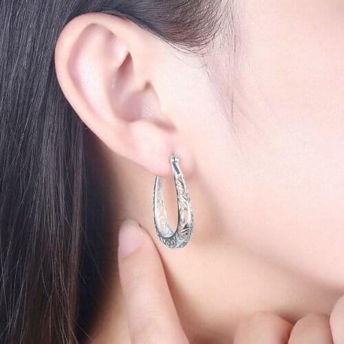 Trendy Hollow Out Hoop Earrings Hollow Drop Earrings Dangle Earrings Big Hoop Earrings Gold/Silver Retro Earrings