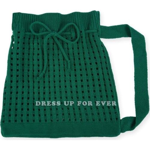 Fashion Women Shoulder Backpack Korean Style Lazy Wind Wool Knitted Woolen Shopping Hollow Out Bucket Bag Casual Female Handbag