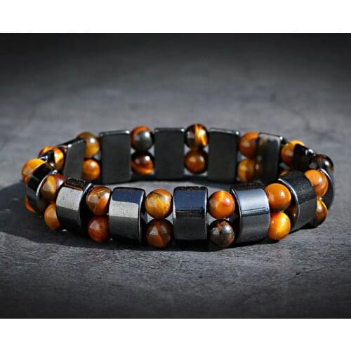 Men Pulsera Hombre Hematite Tigers Eye Bracelets Men Charm Bracelets For Women Natural Energy Stone Bracelet Fashion Jewelry