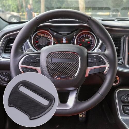Carbon Fiber Steering Wheel Cover Trim Sticker Car Moulding Decor Fit for Dodge Challenger Charger 2015 2016 2017 2018 2019