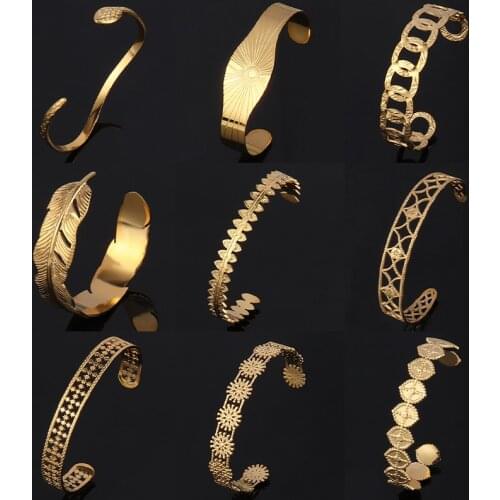 Opening Bracelets For Women Stainless Steel Bracelet Bangle Snake Bracelet Leaf Cuff Bracelet Vintage Bracelet Charms Jewelry