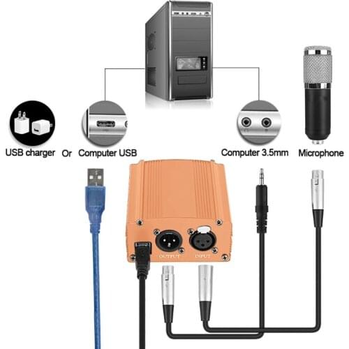 Portable 48V USB Phantom Power USB Cable XLR Microphone Cable for Condenser Microphones Accessories