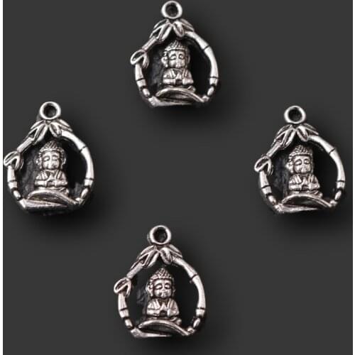 20pcs Silver Plated Buddhist Sakyamuni Pendant Religious Bracelet Accessories DIY Charms For Jewelry Craft Making 16*12mm A861
